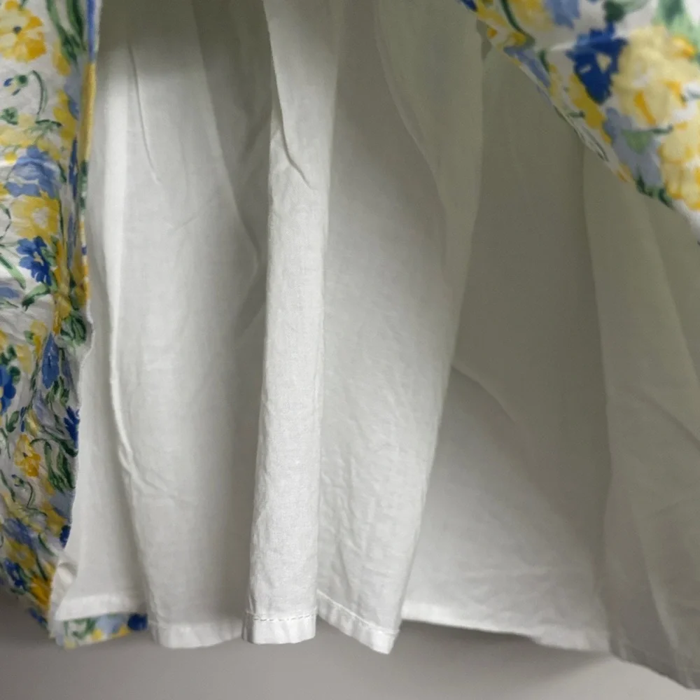 Precious Cotton Lined Janie and Jack Yellow & Blue Floral Puff-Sleeve Dress 4